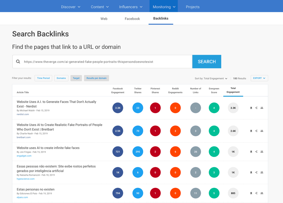 Buzzsumo backlink monitor tool